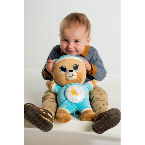 Teddies Medvídek Usínáček modrý plyš 32cm na baterie se světlem a zvukem v boxu 12m+