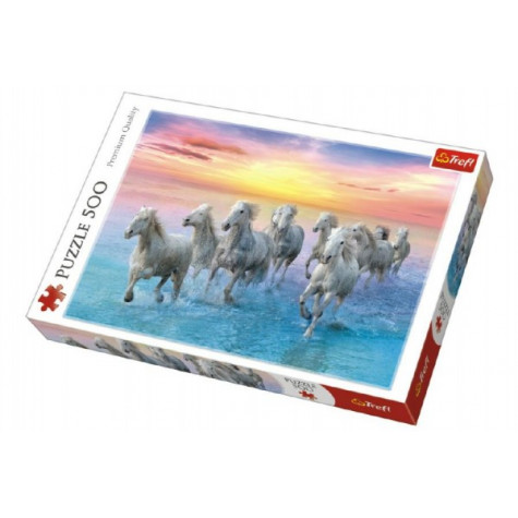 Trefl Puzzle Cválající bílé koně 500 dílků