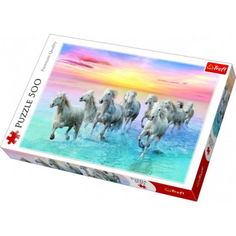Trefl Puzzle Cválající bílé koně 500 dílků
