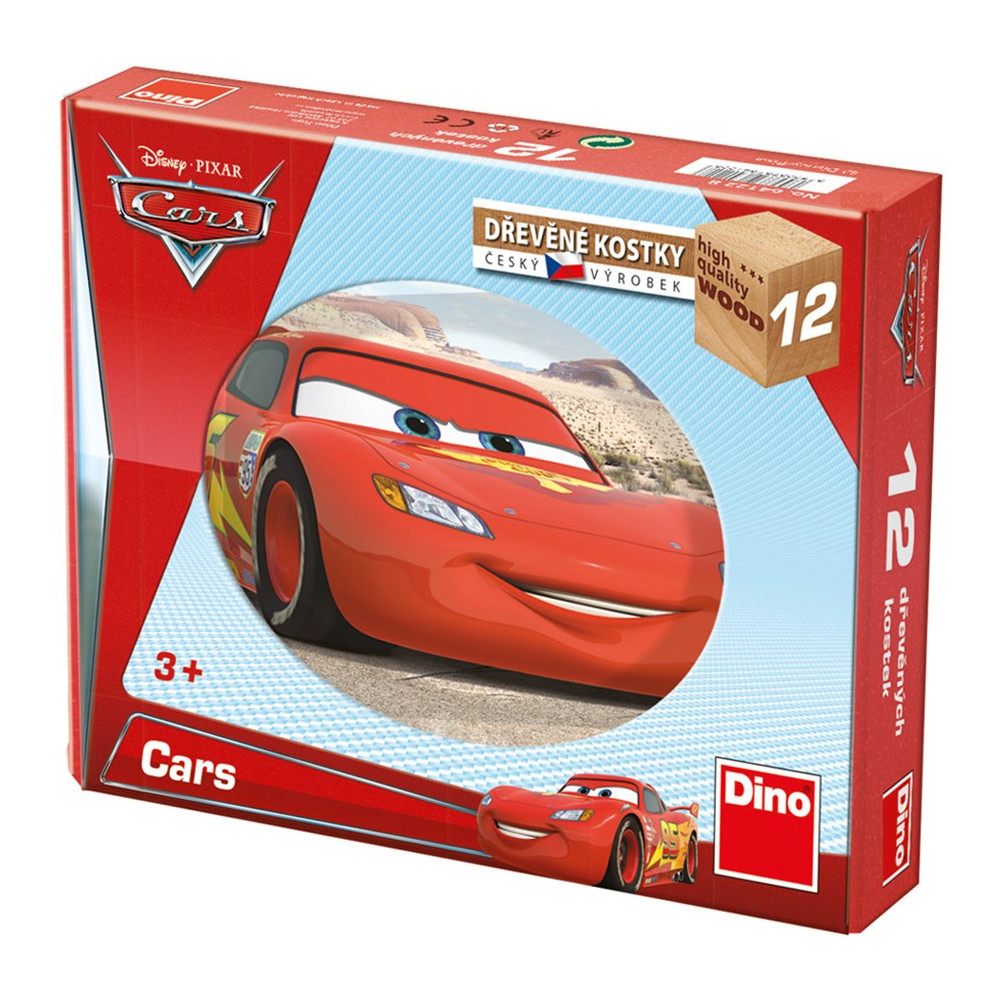 Dino Auta/Cars ve světě dřevěné kostky 12 ks