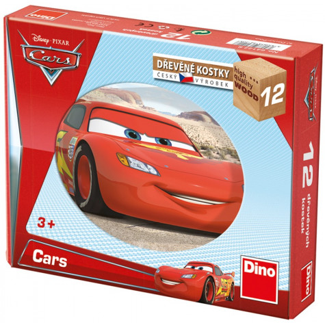Dino Auta/Cars ve světě dřevěné kostky 12 ks