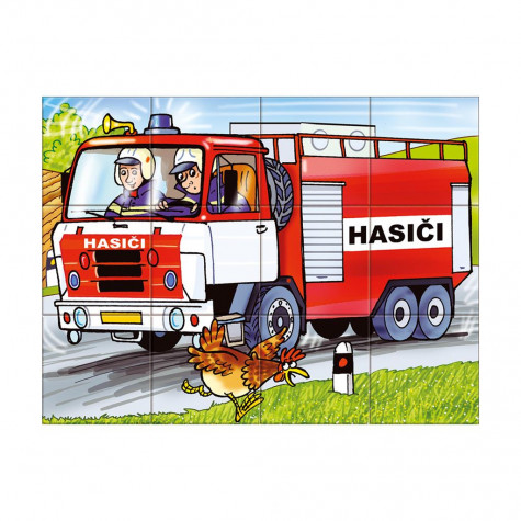 Dino Mašinka dřevěné kostky 12 ks ~ 6