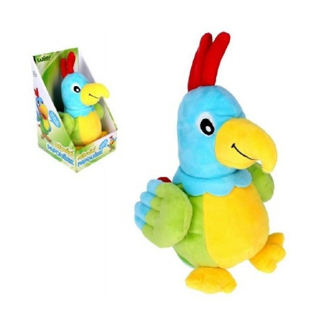 Papoušek mluvící plyš 24cm na baterie se zvukem ~ 1
