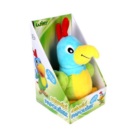 Papoušek mluvící plyš 24cm na baterie se zvukem ~ 2