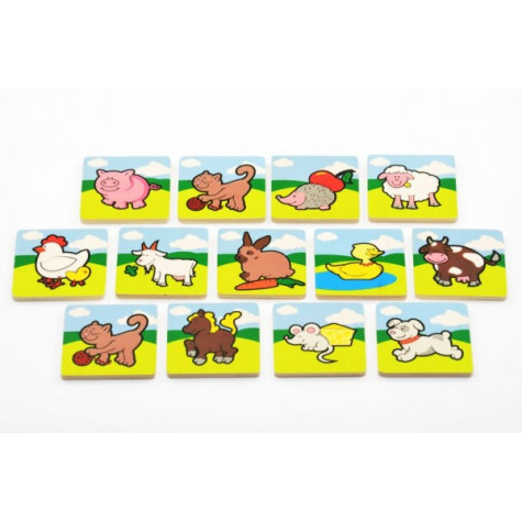 Teddies Pexeso Moje první zvířátka dřevěné 24 dílků pro nejmenší v krabičce 12m+ ~ 3