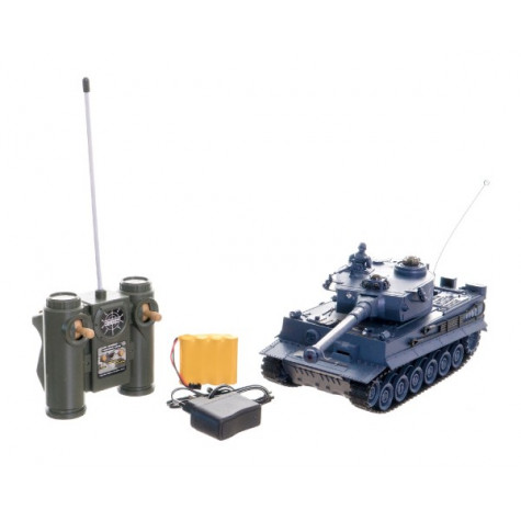 Tank RC plast 33cm TIGER I 27MHz na baterie+dobíjecí pack se zvukem a světlem v krabici