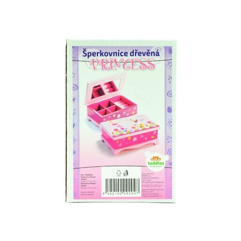 Teddies Skříňka šperkovnice Princess zrcadlo dřevo 17x7x11,5cm v krabici