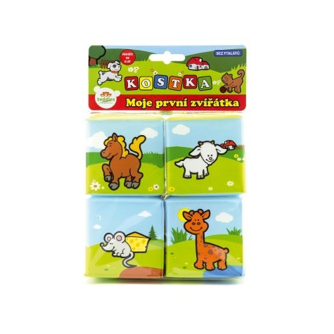 Teddies Kostka Moje první zvířátka 7x7cm 4ks v sáčku od 0 let