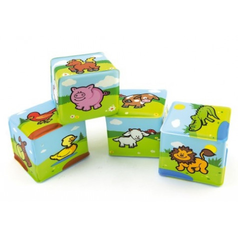 Teddies Kostka Moje první zvířátka 7x7cm 4ks v sáčku od 0 let