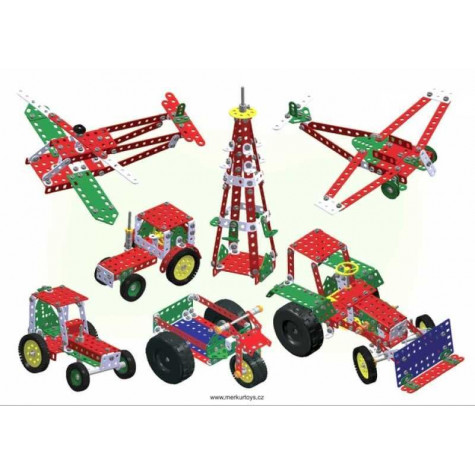 Stavebnice MERKUR Farmer Set 20 modelů 341ks v krabici 36x27x5,5cm ~ 2