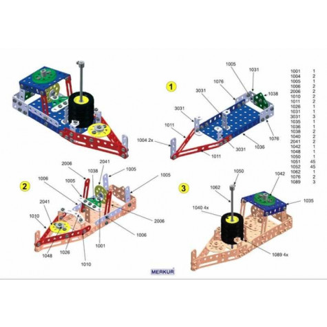 Stavebnice MERKUR 3 30 modelů 307ks v krabici 36x26,5x5,5cm