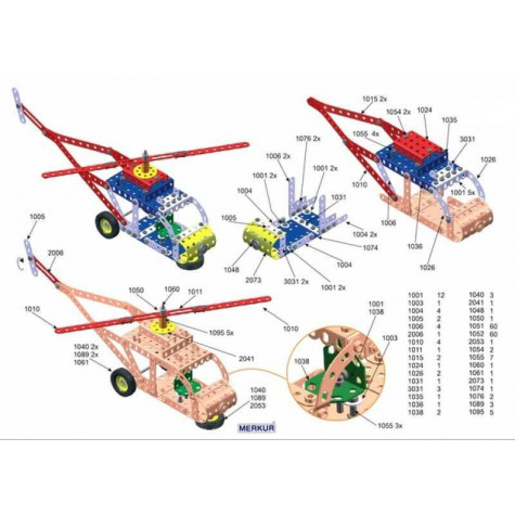 Stavebnice MERKUR 3 30 modelů 307ks v krabici 36x26,5x5,5cm