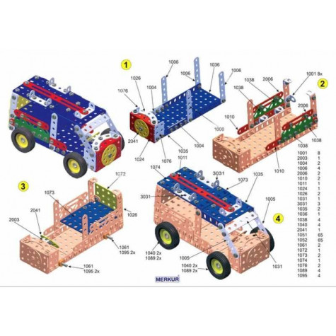 Stavebnice MERKUR 3 30 modelů 307ks v krabici 36x26,5x5,5cm