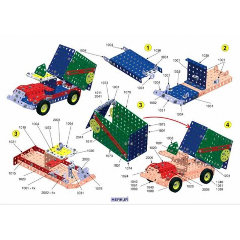 Stavebnice MERKUR 3 30 modelů 307ks v krabici 36x26,5x5,5cm