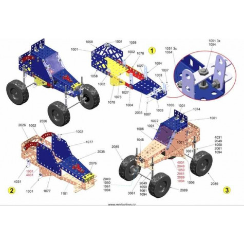 Stavebnice MERKUR 1.1 Extreme Buggy 10 modelů 240ks v krabici 36x26,5x5,5cm