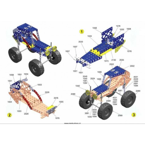 Stavebnice MERKUR 1.1 Extreme Buggy 10 modelů 240ks v krabici 36x26,5x5,5cm