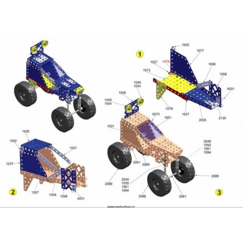 Stavebnice MERKUR 1.1 Extreme Buggy 10 modelů 240ks v krabici 36x26,5x5,5cm