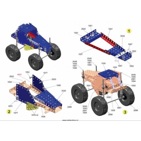 Stavebnice MERKUR 1.1 Extreme Buggy 10 modelů 240ks v krabici 36x26,5x5,5cm ~ 7