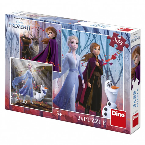 Dino Frozen/Ledové království II puzzle 3x55 dílků