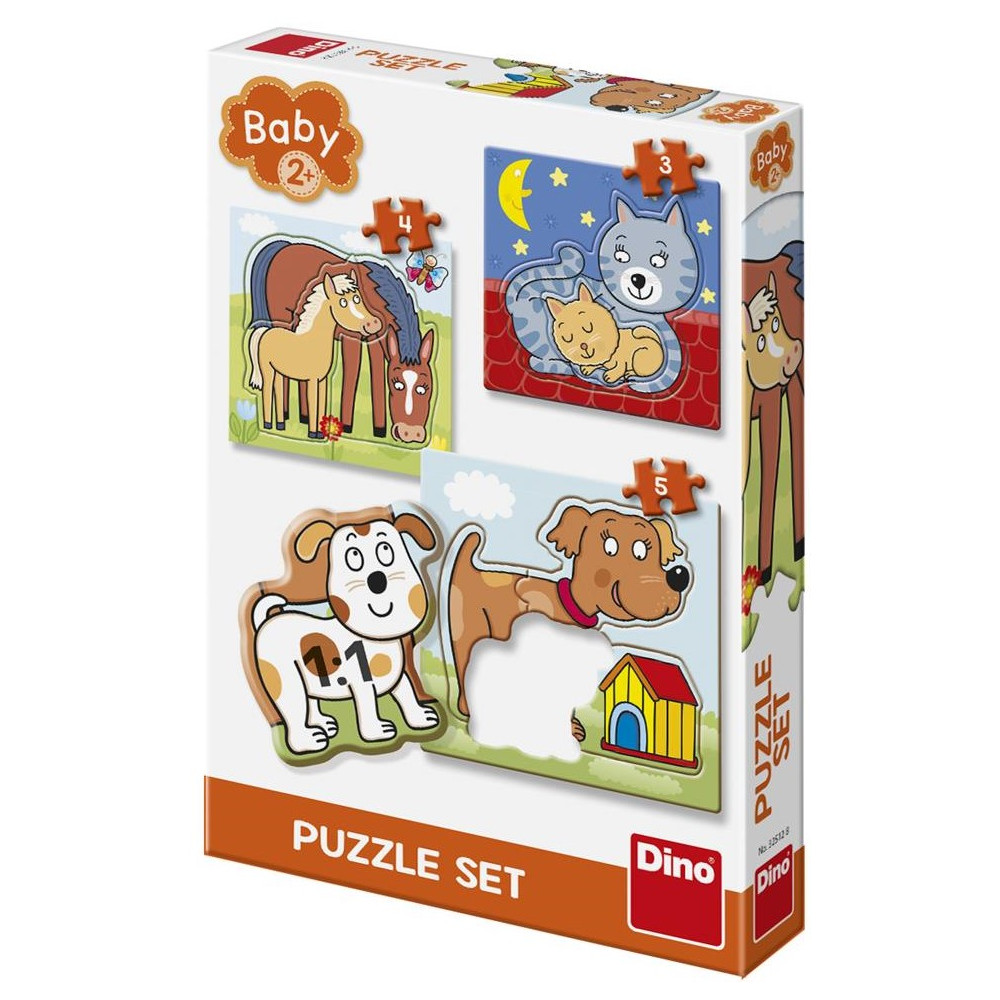 Dino Zvířátka baby puzzle 3, 4, 5 dílků