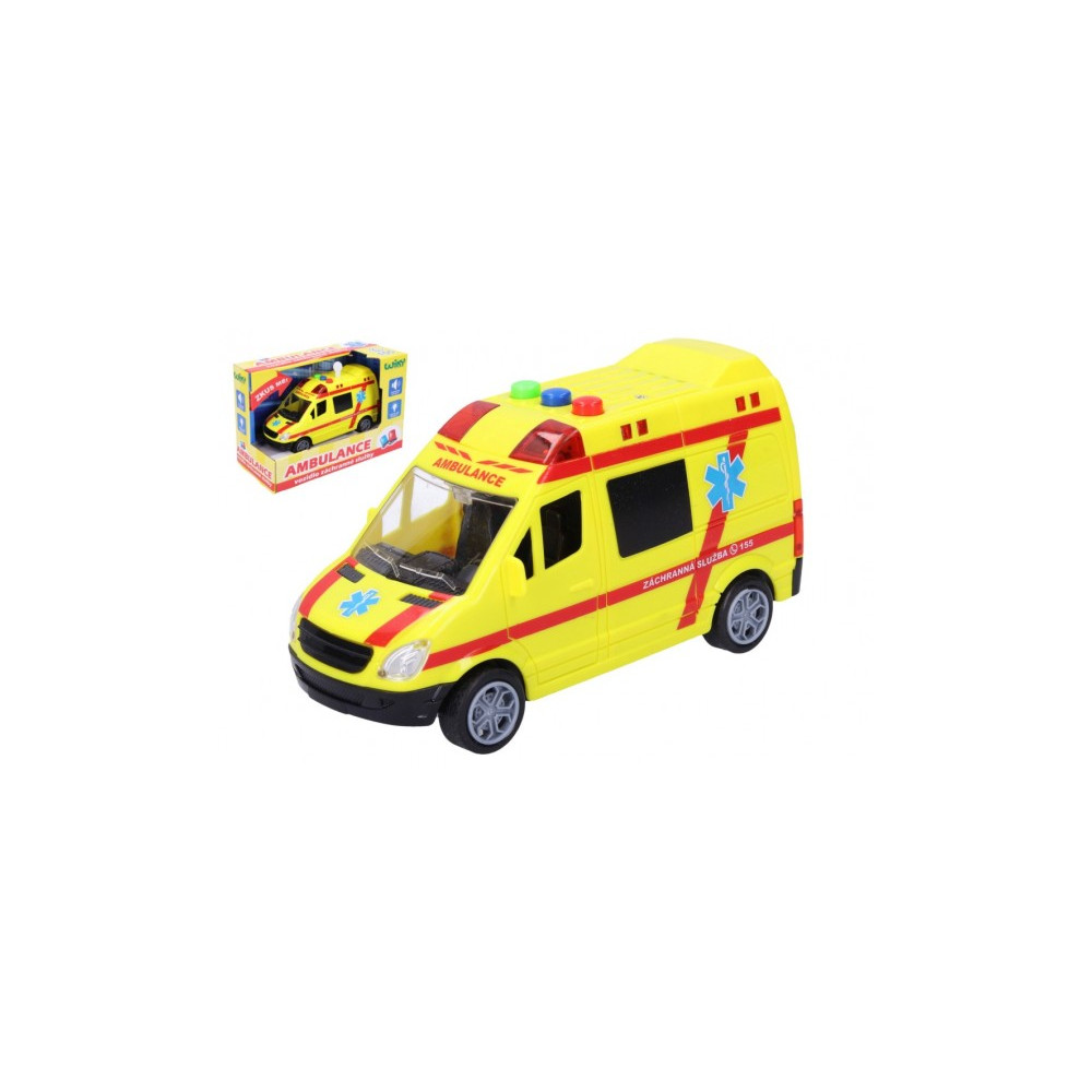 Wiky Auto ambulance záchranáři plast 14,5cm na baterie se světlem a zvukem