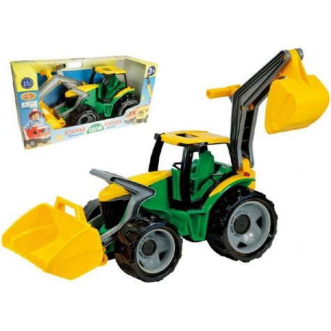 Lena Traktor se lžící a bagrem plast zeleno-žlutý 65cm ~ 2
