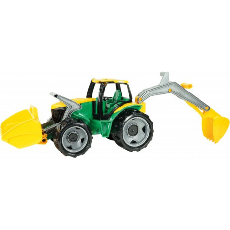 Lena Traktor se lžící a bagrem plast zeleno-žlutý 65cm ~ 5