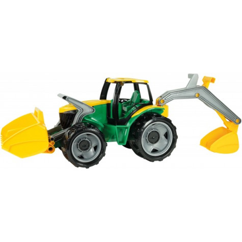 Lena Traktor se lžící a bagrem plast zeleno-žlutý 65cm ~ 6