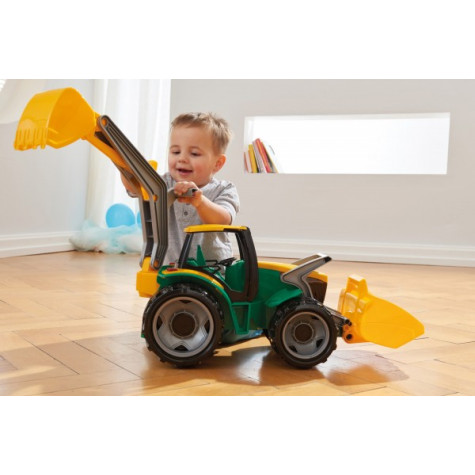 Lena Traktor se lžící a bagrem plast zeleno-žlutý 65cm ~ 8