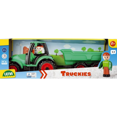 Lena Auto Truckies traktor s vlečkou plast 32cm s figurkou ~ 3