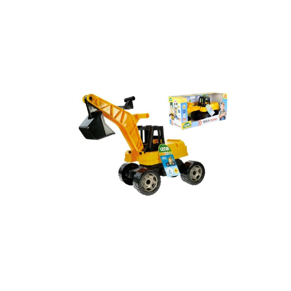 Lena Bagr žlutočerný Giga Trucks plast 70cm v krabici 70x35x29cm