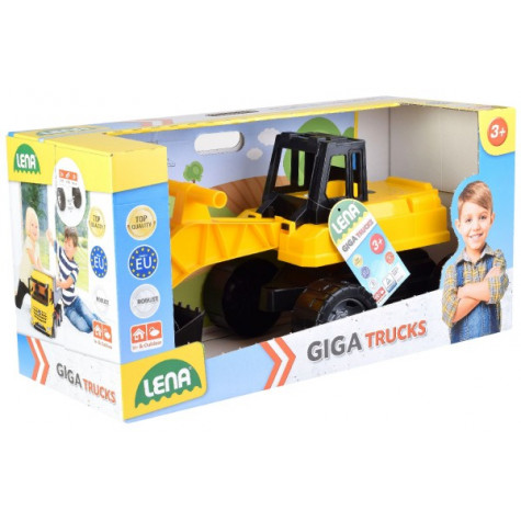 Lena Bagr žlutočerný Giga Trucks plast 70cm v krabici 70x35x29cm