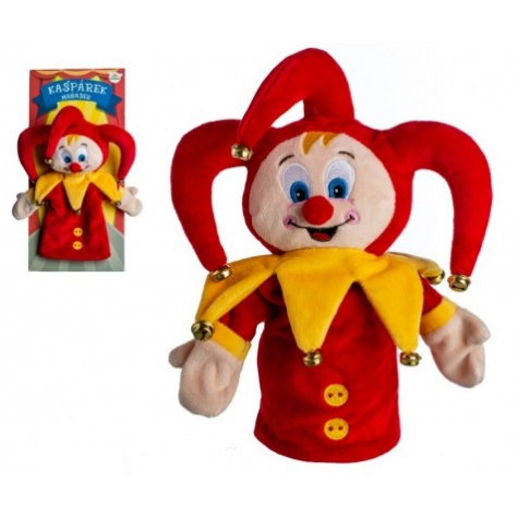 Teddies Kašpárek maňásek na ruku plyšový 27cm s rolničkami ~ 1