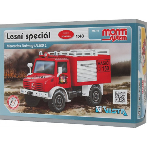 Stavebnice Monti System 16 Hasiči Lesní speciál Mercedes Unimog 1:48