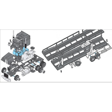 Stavebnice Monti System 39 Autorodeo trailer Western star 1:48