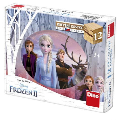 Dino Frozen II/Ledové království II dřevěné kostky 12 ks
