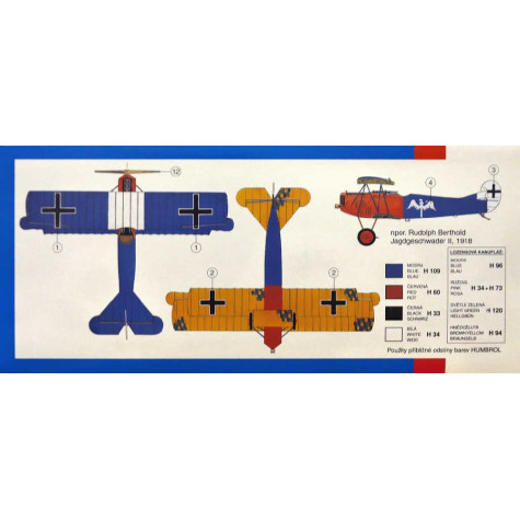 Směr Model letadlo Fokker D-VII 15,2x19,3cm