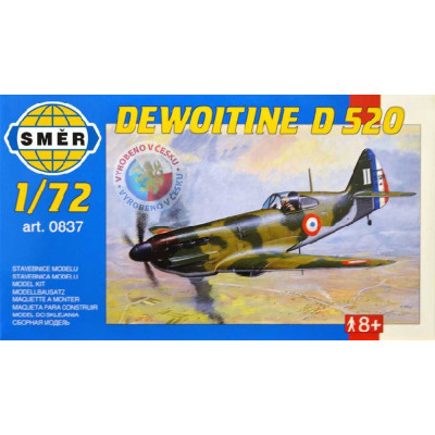 Směr Model letadlo Dewoitine D 520 1:72 11x14cm