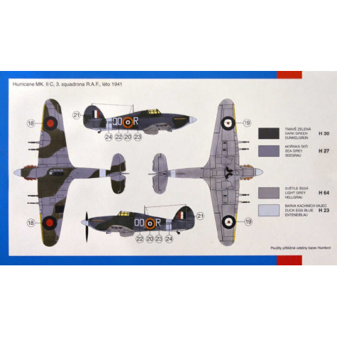 Směr Model letadlo Hawker Hurricane MK.IIC 13,6x16,9cm