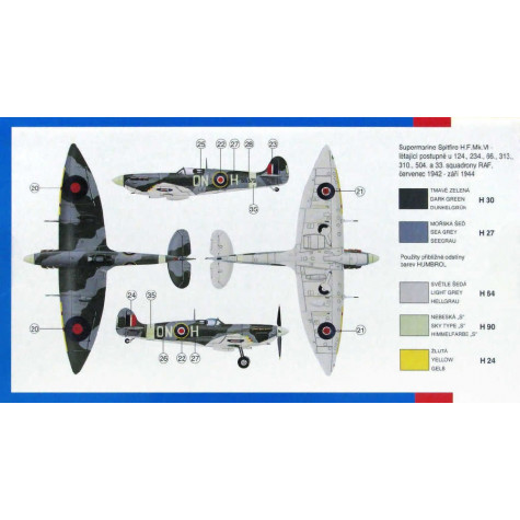 Směr Model letadlo Supermarine Spitfire H.F.MK.VI 12,9x17,2cm