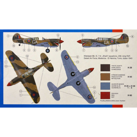 Směr Model letadlo Curtiss P-40 K Kittyhawk MK.3 13,2x15,7cm