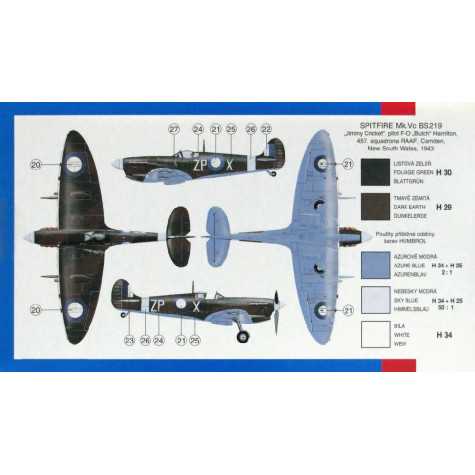 Směr Model letadlo Supermarine Spitfire MK.VC 12,8x15,3cm