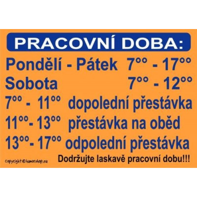 Certifikát - Pracovní doba