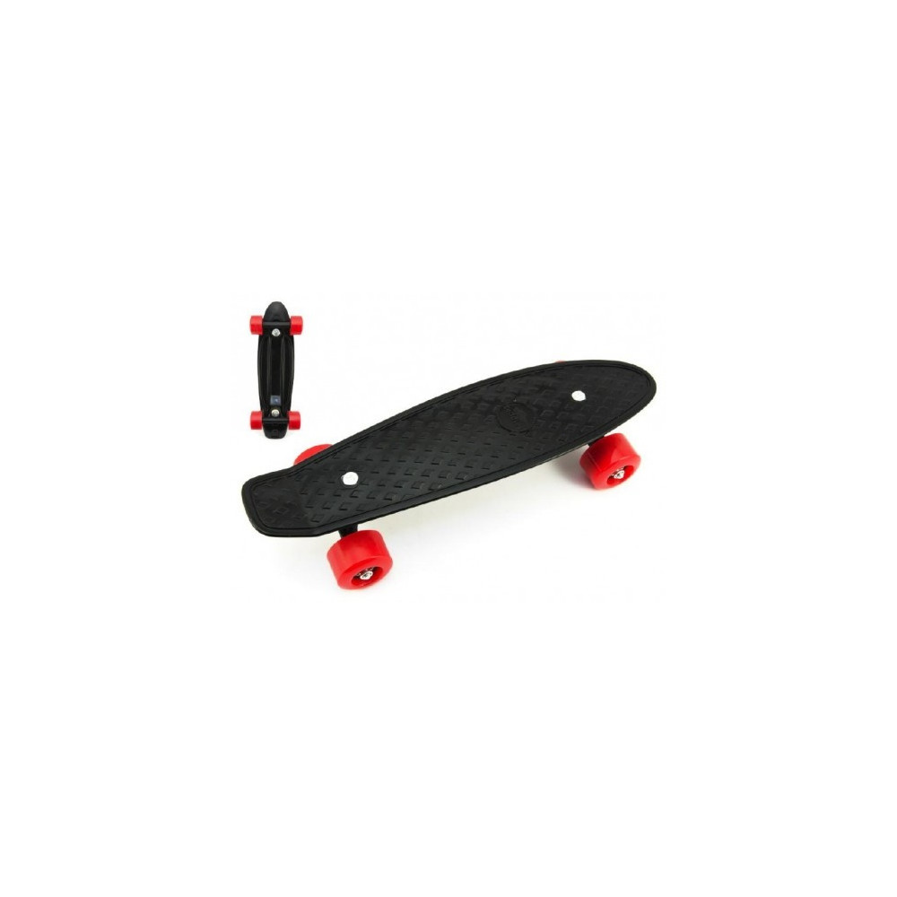 Skateboard pennyboard 43cm, nosnost 60kg plastové osy - černý, červená kola