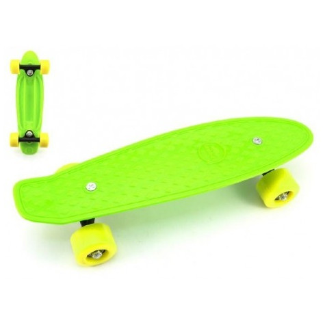 Skateboard pennyboard 43cm, nosnost 60kg plastové osy - zelený, žlutá kola