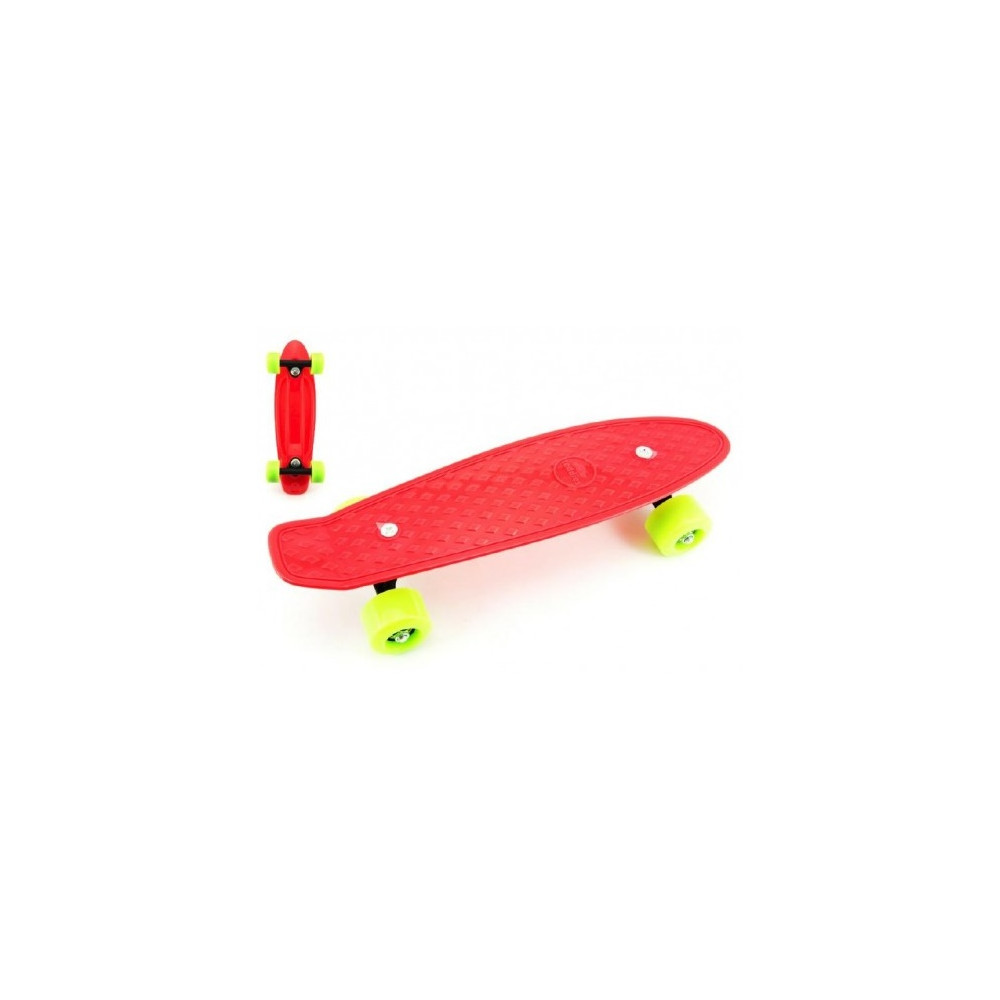 Skateboard pennyboard 43cm, nosnost 60kg plastové osy - červený, zelená kola