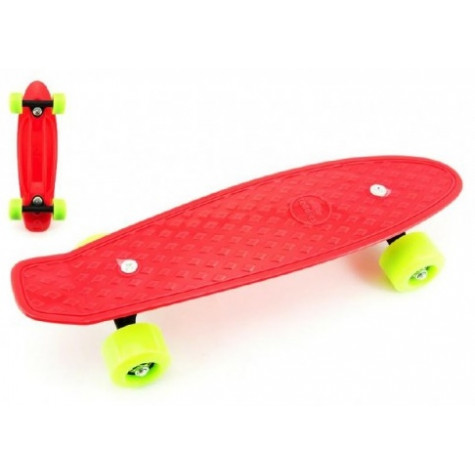 Skateboard pennyboard 43cm, nosnost 60kg plastové osy - červený, zelená kola ~ 1