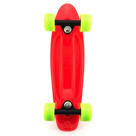Skateboard pennyboard 43cm, nosnost 60kg plastové osy - červený, zelená kola ~ 3