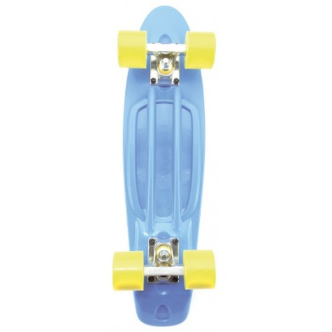 Skateboard pennyboard 60cm nosnost 90kg, kovové osy - modrý, žlutá kola