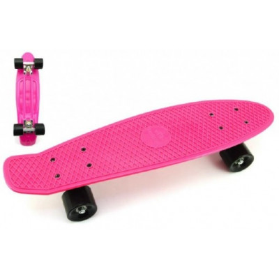 Skateboard pennyboard 60cm nosnost 90kg, kovové osy - růžový, černá kola